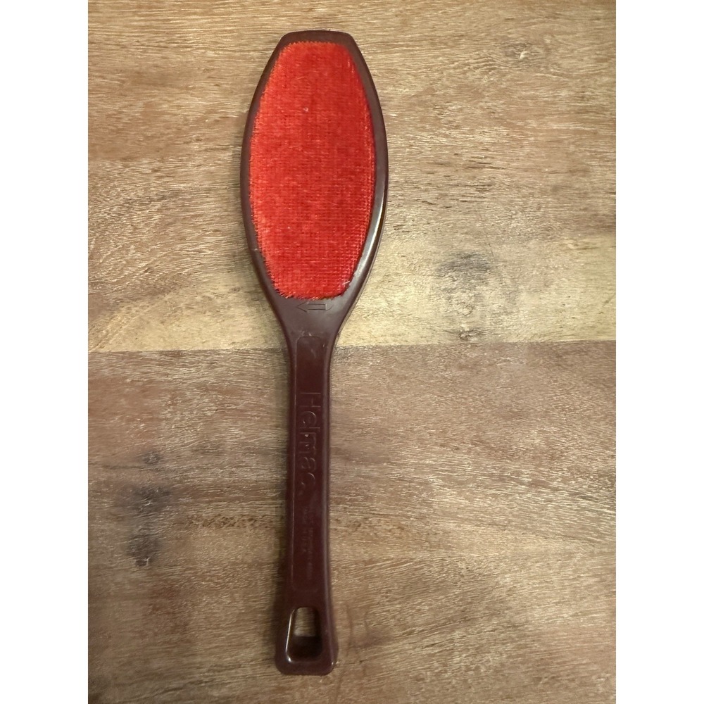 Vintage Helmac Lint Brush Double Sided Red Velvet Office Home Closet Made In USA